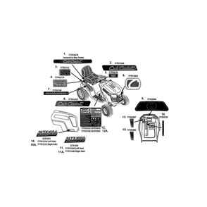 Decals 2 Diagram and Parts List for 767332  Cub Cadet Lawn Tractor